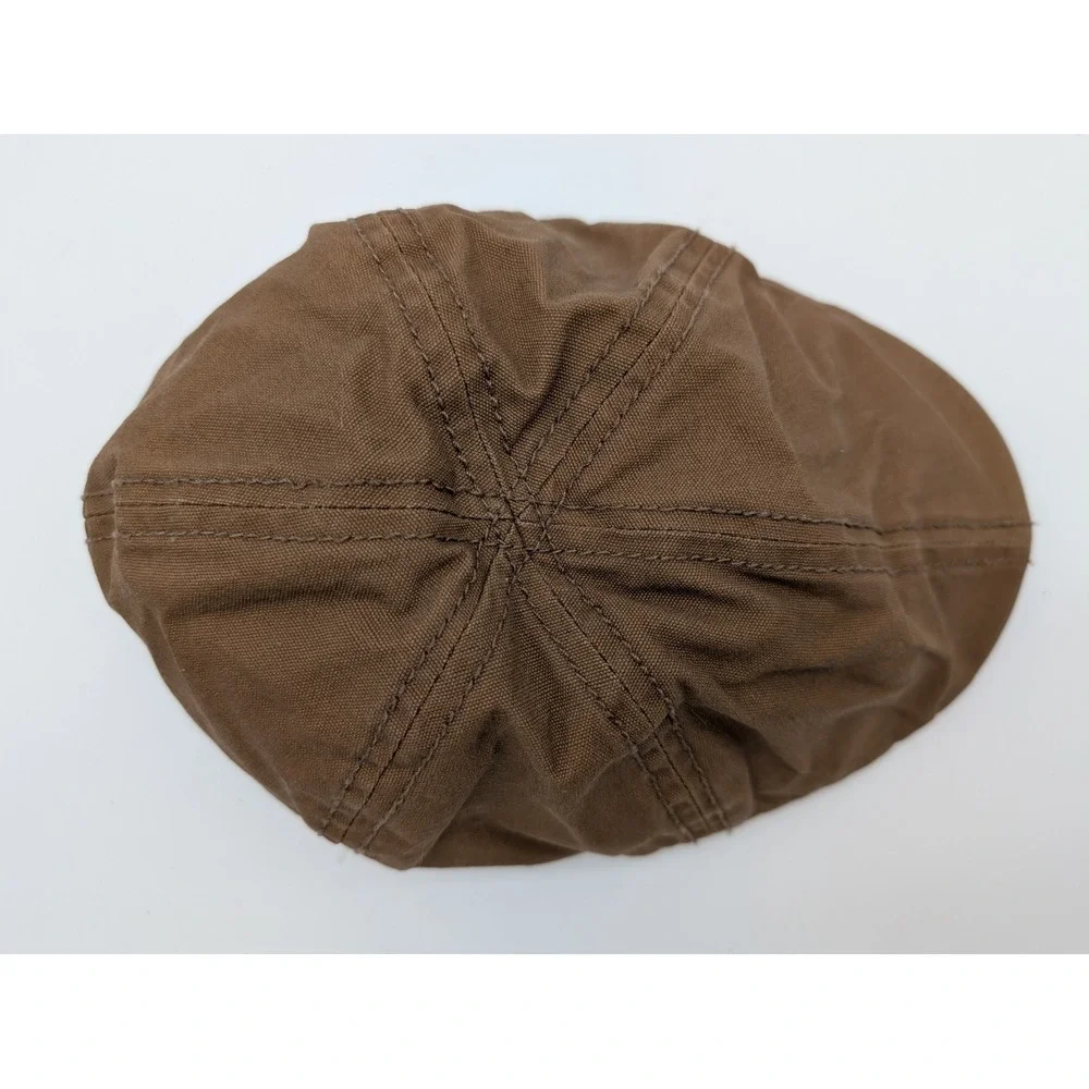 Levis Mens Brown Canvas Flat Cap Ivy Newsboy Hat Leather Logo Patch
